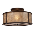 Elk Lighting Barringer 3-Light Semi Flush in Aged Bronze with Tan Mica Shade 15031/3